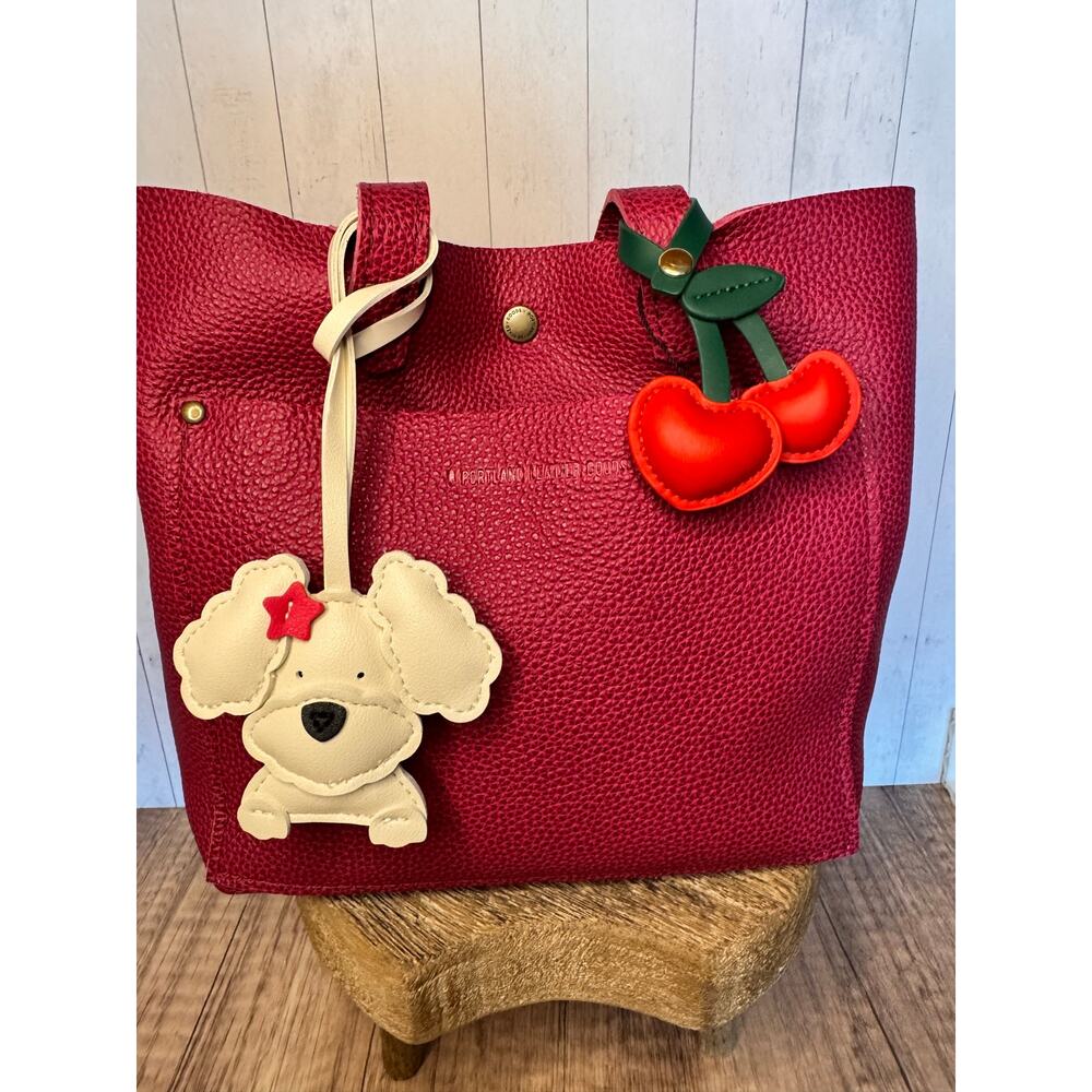Bundle Vegan Charm Set of 2 Poodle Yorkie Fluffy Dog Lover Cherry Bag Charm